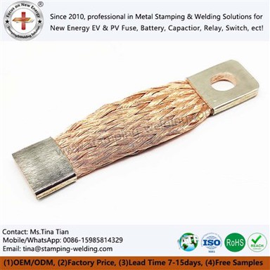 Lame punutud paljas vask maandusrihm ruudukujuliste käikudega